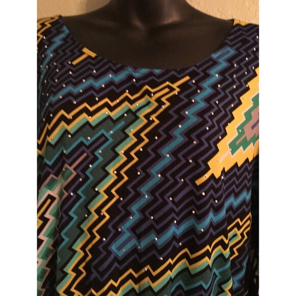STYLE & CO. Multicolored Knit Top Dolman Slit Sleeves Size M - Picture 3 of 6